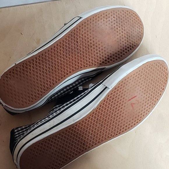 Vintage Vans Black White Lace Up Low Top Worn Spots On Sole Wmns 10 Plaid Check - Picture 12 of 12